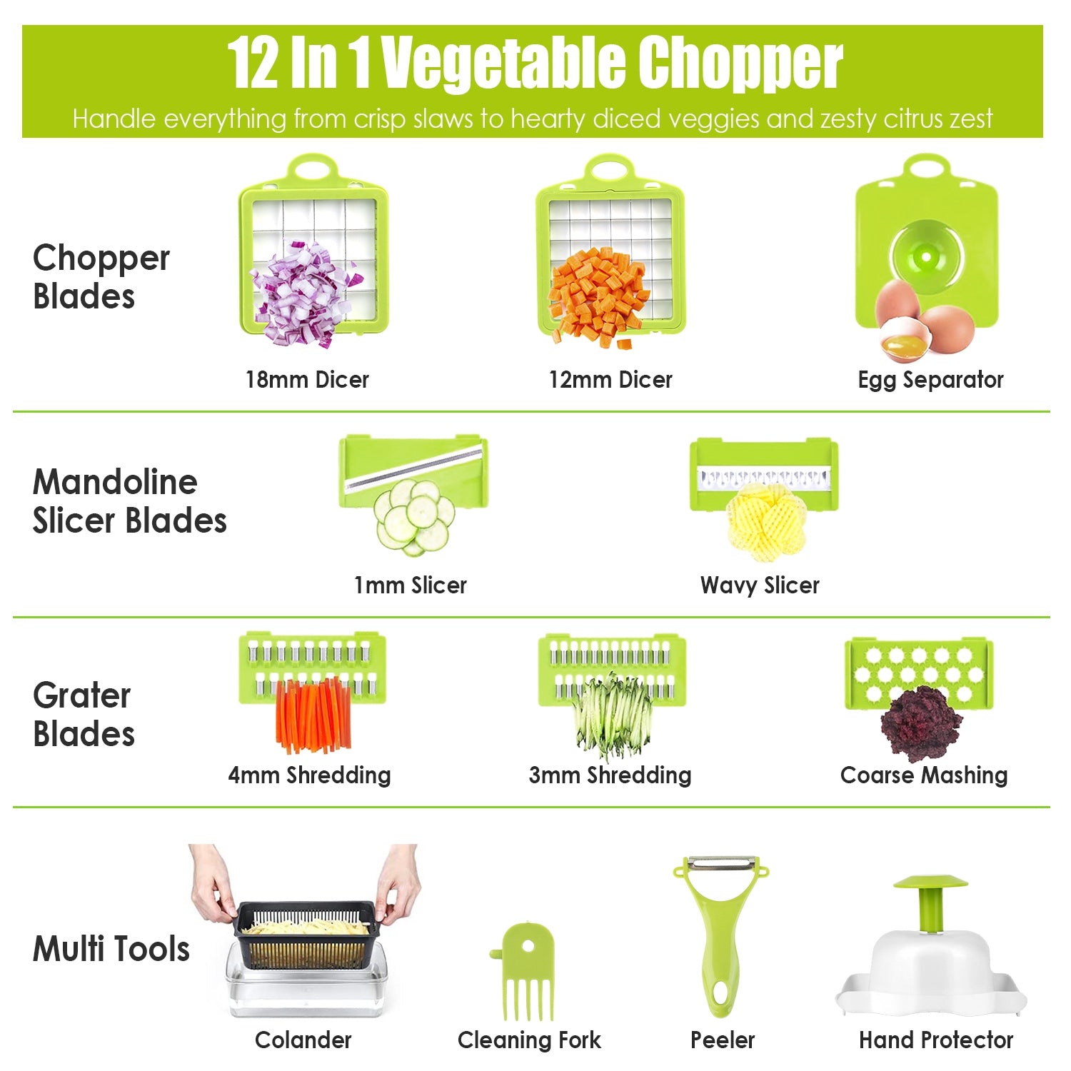 LUXI 12-in-1 Vegetable Chopper